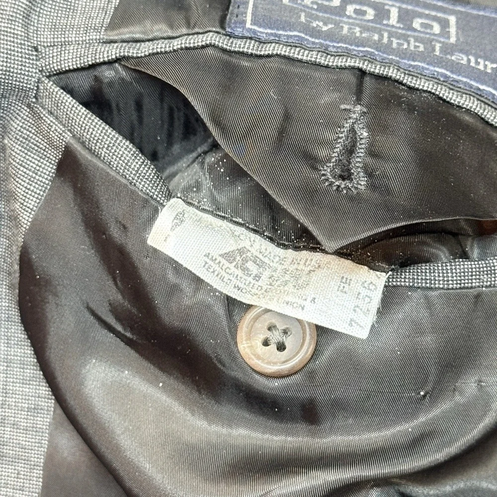 Vtg Polo Ralph Lauren Suit Jacket 42XL Relaxed Fit Double Breasted Wool 90s Gray